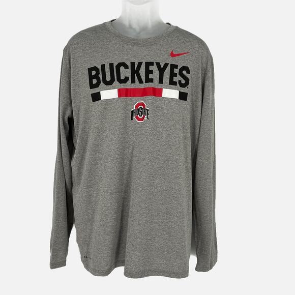 Nike Legend Buckeyes Ohio State LS Tee Shirt in Heather Size X-Large - Picture 1 of 11
